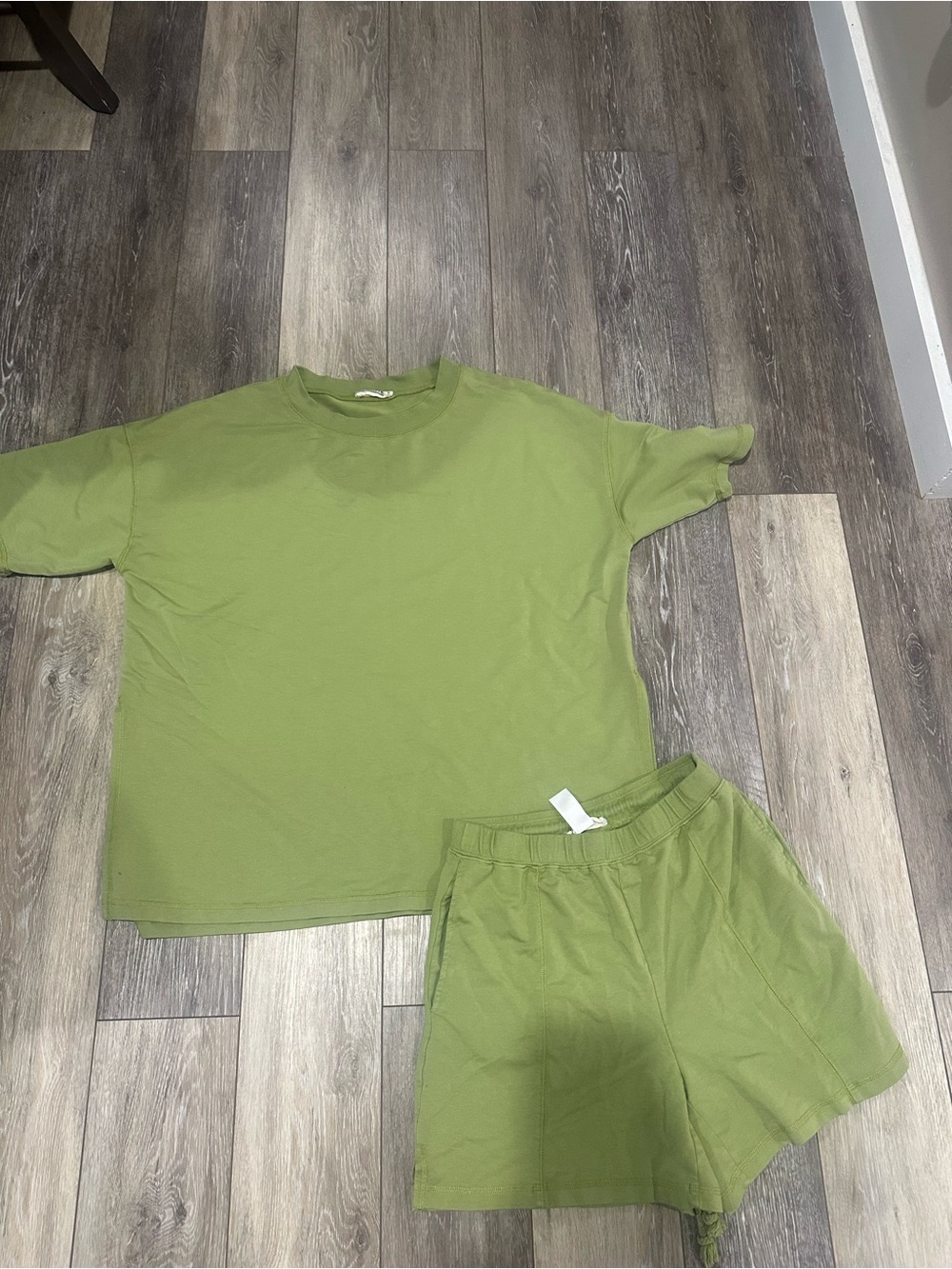 Women's Olive Green Lounge Tee & Shorts Set